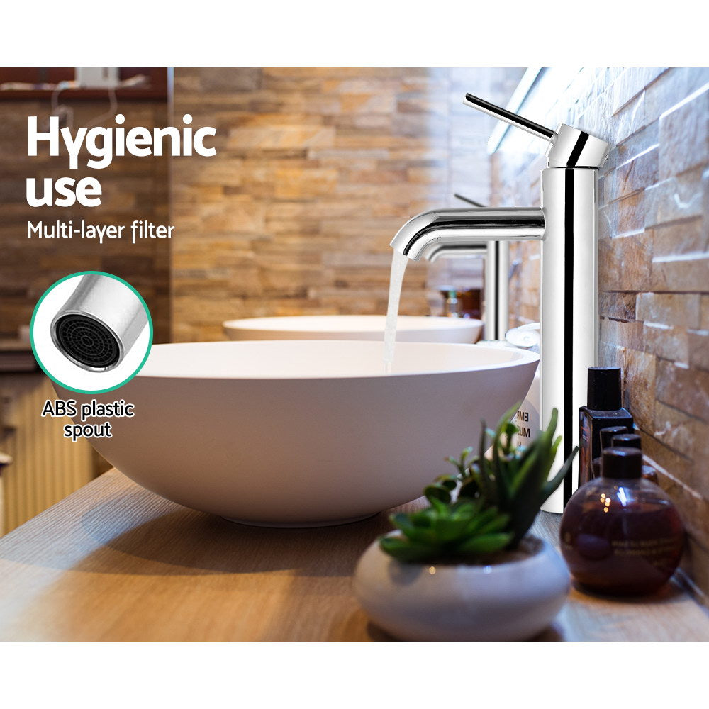 Cefito Bathroom Basin Mixer Tap Round Tall Faucet Vanity Laundry Chrome - TRENDZ