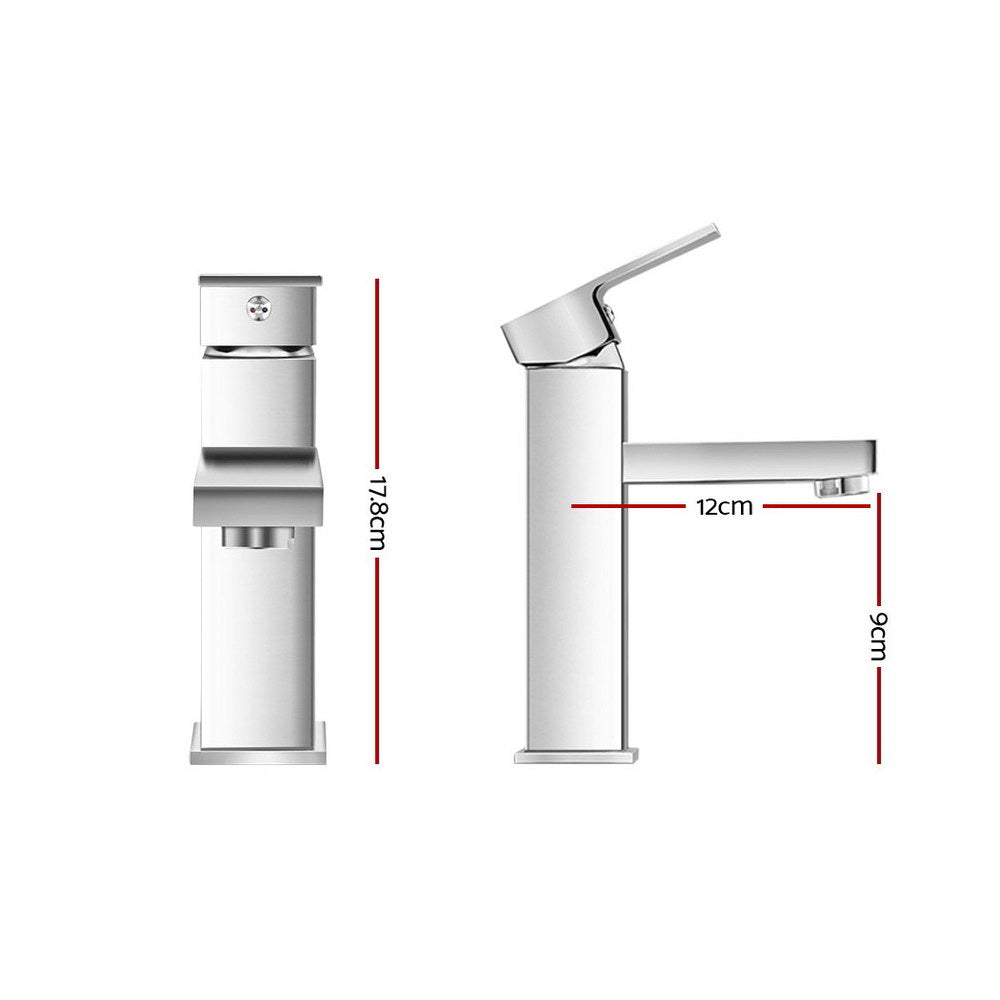 Cefito Bathroom Basin Mixer Tap Square Faucet Vanity Laundry Chrome - TRENDZ