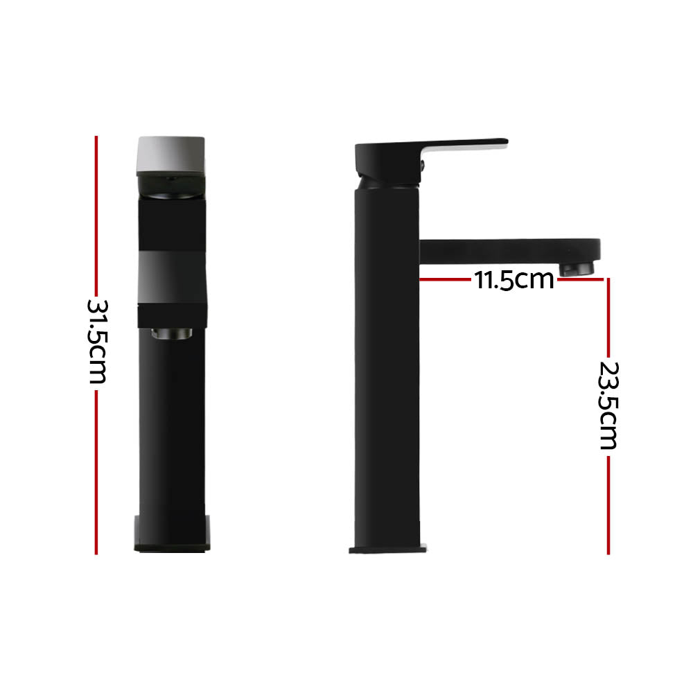 Cefito Bathroom Basin Mixer Tap Square Tall Faucet Vanity Laundry Black - TRENDZ