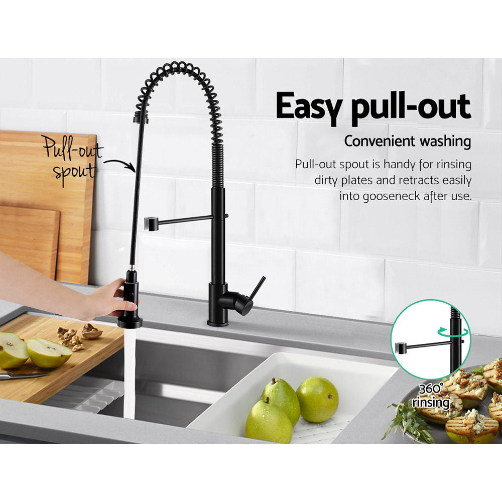 Cefito Kitchen Mixer Tap Pull Down 2 Modes Sink Faucet Basin Laundry Black - TRENDZ
