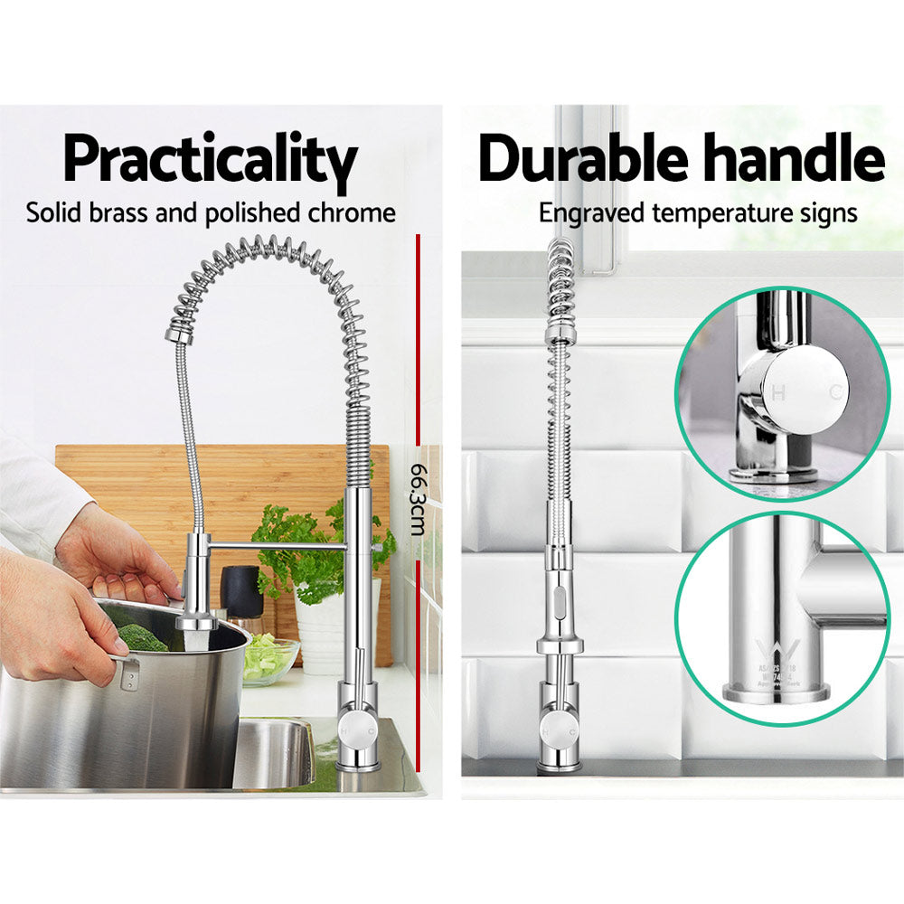 Cefito Kitchen Mixer Tap Pull Down 2 Modes Sink Faucet Basin Laundry Chrome - TRENDZ