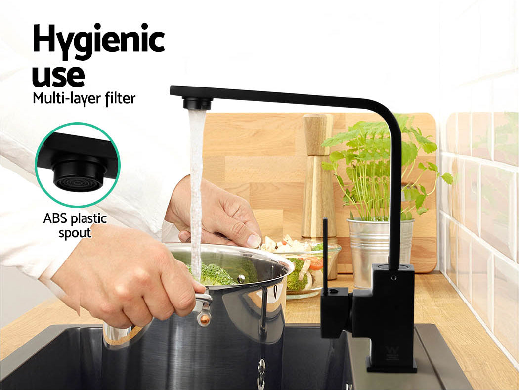 Cefito Kitchen Mixer Tap Mixer Square Sink Faucet Basin Laundry Black - TRENDZ