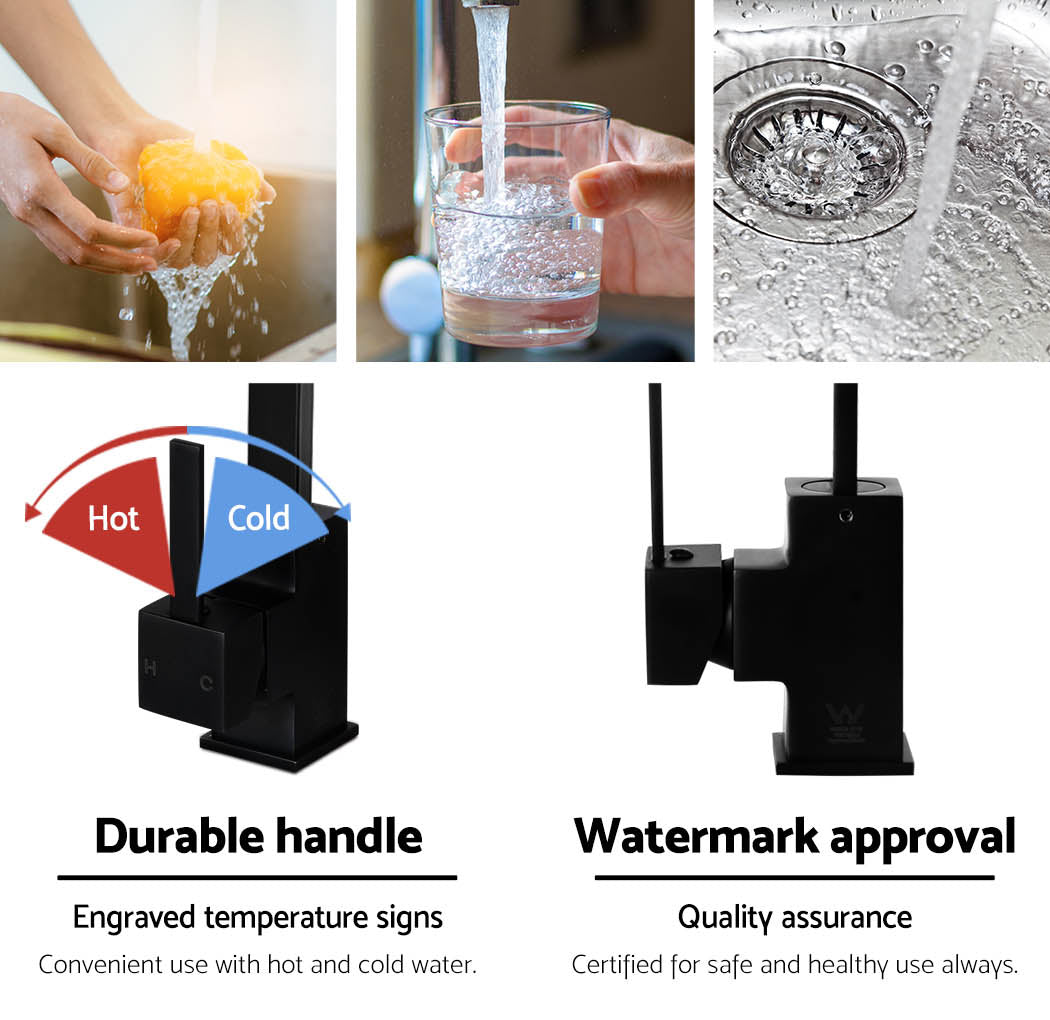 Cefito Kitchen Mixer Tap Mixer Square Sink Faucet Basin Laundry Black - TRENDZ