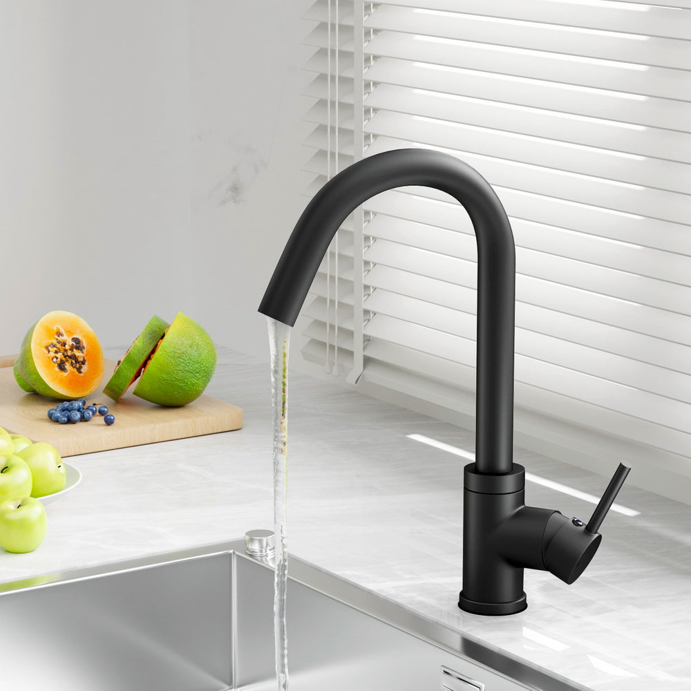 Cefito Kitchen Mixer Tap Mixer Round Sink Faucet Basin Laundry Black - TRENDZ