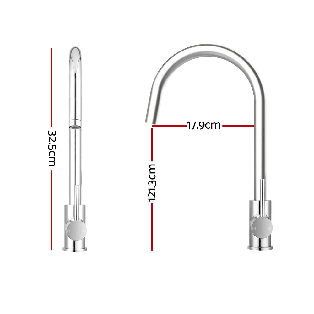 Cefito Kitchen Mixer Tap Mixer Round Sink Faucet Basin Laundry Chrome - TRENDZ