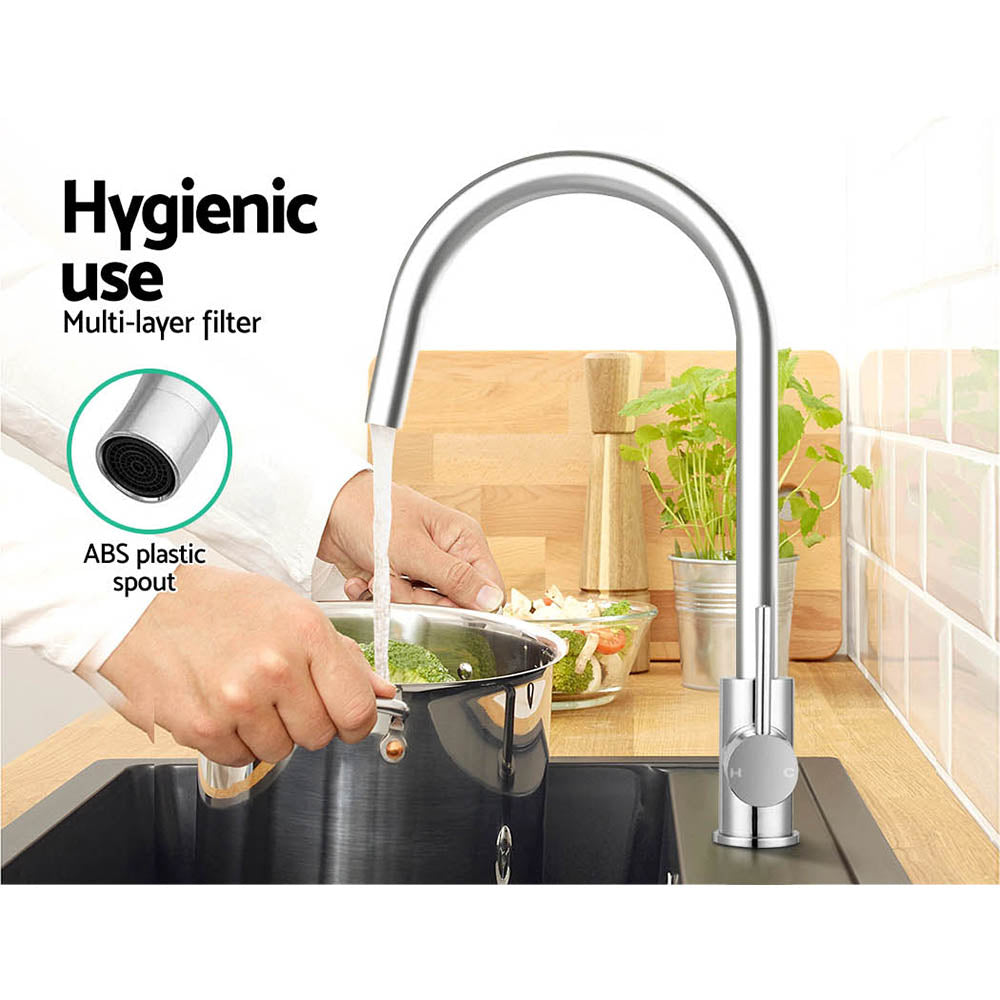 Cefito Kitchen Mixer Tap Mixer Round Sink Faucet Basin Laundry Chrome - TRENDZ