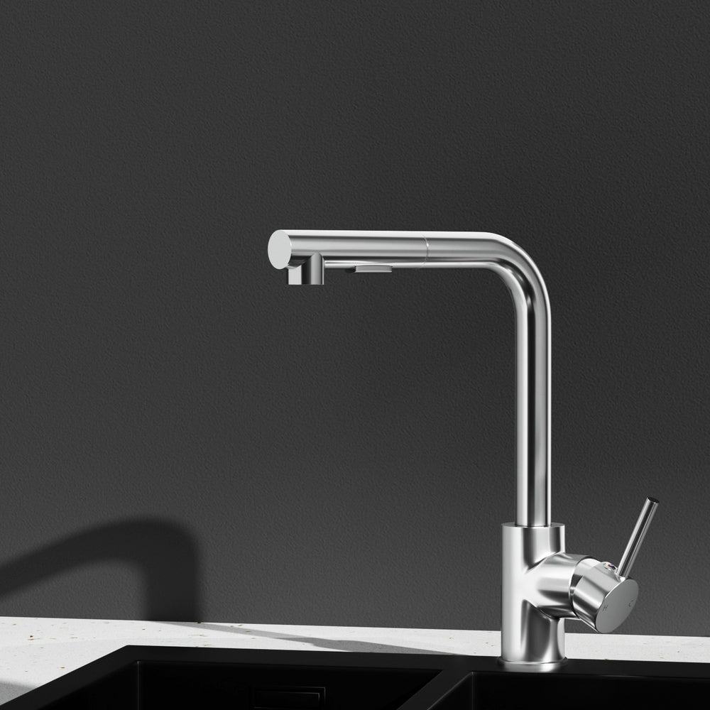Kitchen Mixer Tap Pull Out Rectangle 2 Mode Sink Basin Faucet Swivel WELS Chrome - TRENDZ