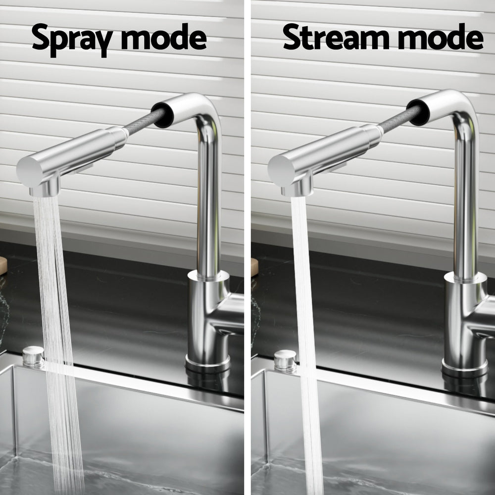 Kitchen Mixer Tap Pull Out Rectangle 2 Mode Sink Basin Faucet Swivel WELS Chrome - TRENDZ