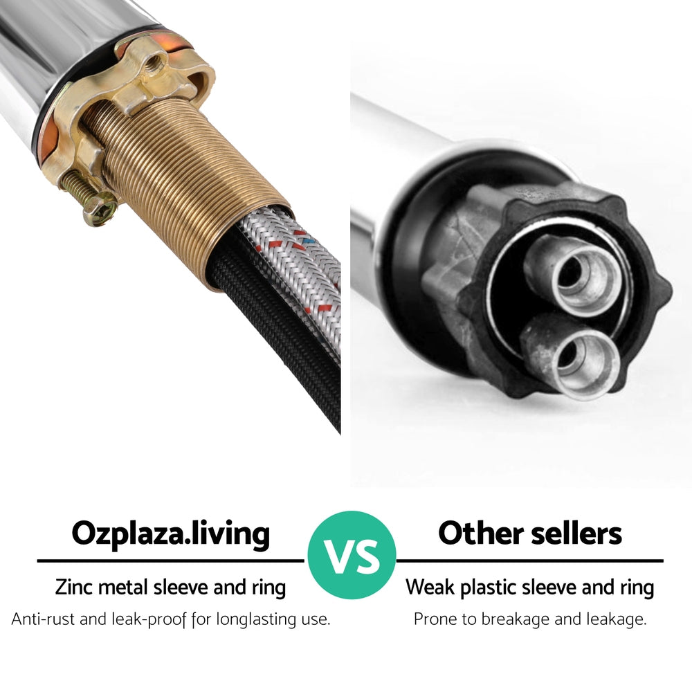 Kitchen Mixer Tap Pull Out Rectangle 2 Mode Sink Basin Faucet Swivel WELS Chrome - TRENDZ