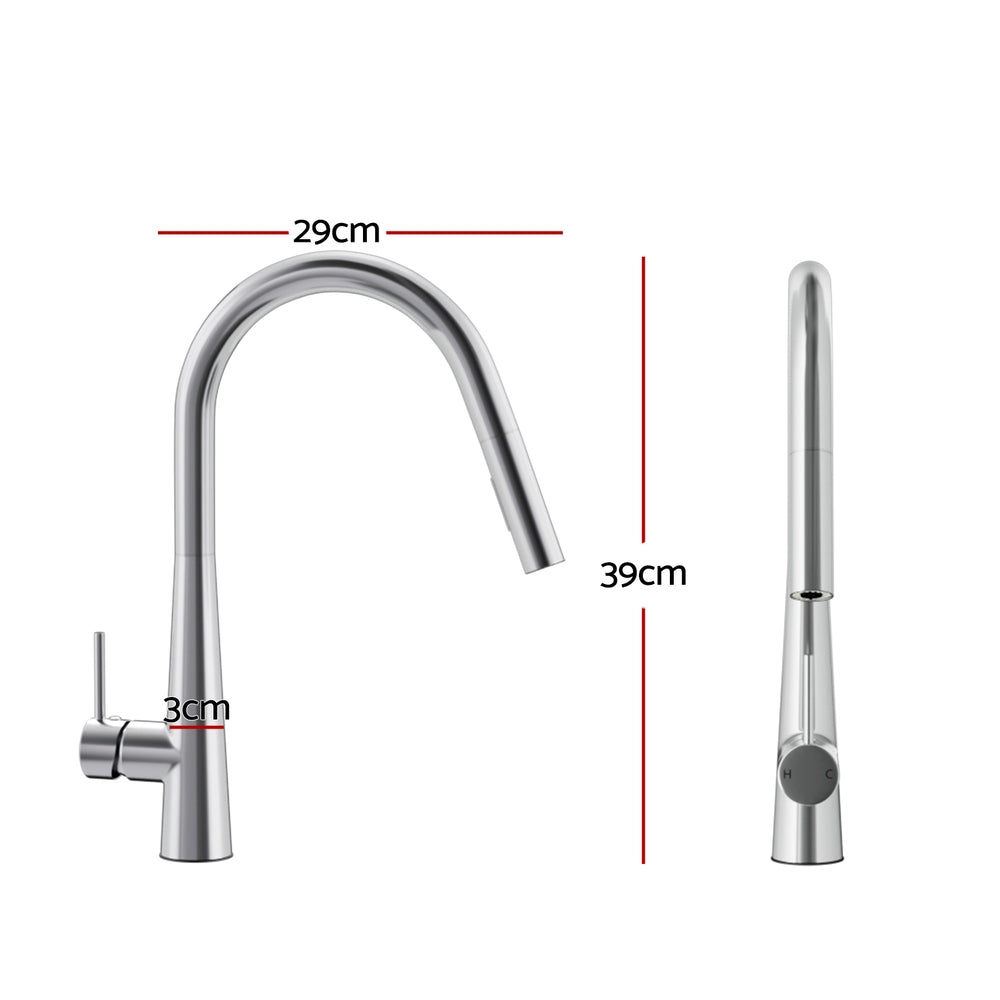 Kitchen Mixer Tap Pull Out Round 2 Mode Sink Basin Faucet Swivel WELS Chrome - TRENDZ