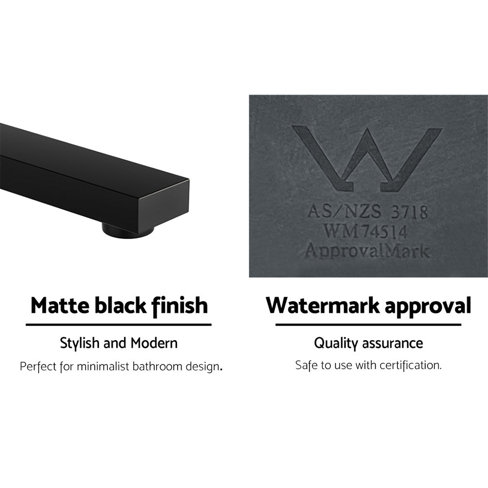 Cefito Bathroom Mixer Spout Wall Bath Tap Square Swivel Bathtub Black - TRENDZ