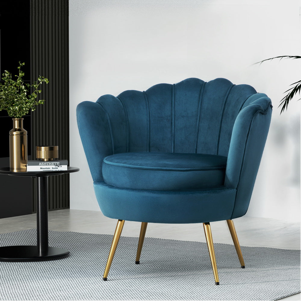 Artiss Armchair Velvet Blue Callista - TRENDZ