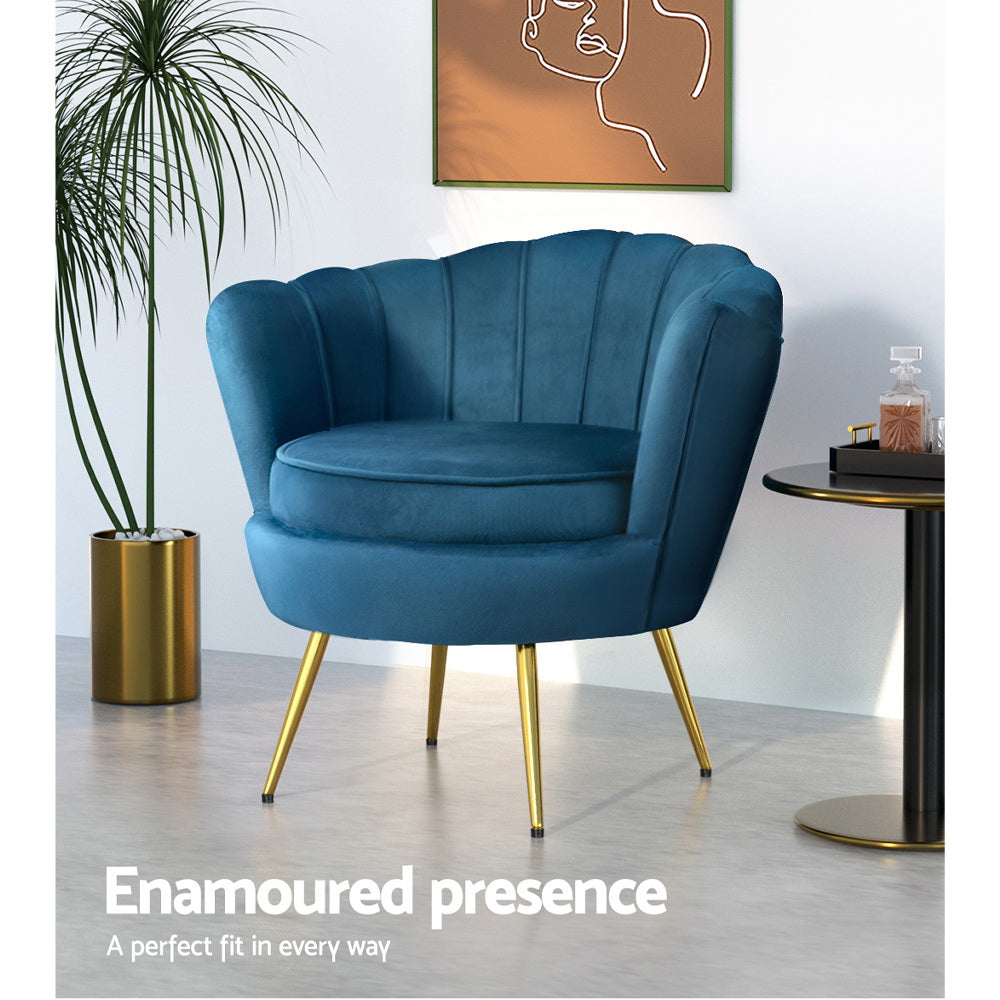 Artiss Armchair Velvet Blue Callista - TRENDZ