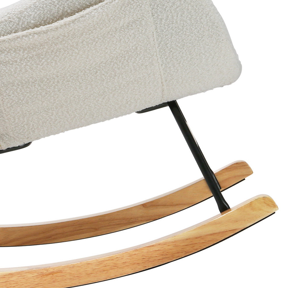 Artiss Rocking Chair Armchair Pillow Boucle White - TRENDZ