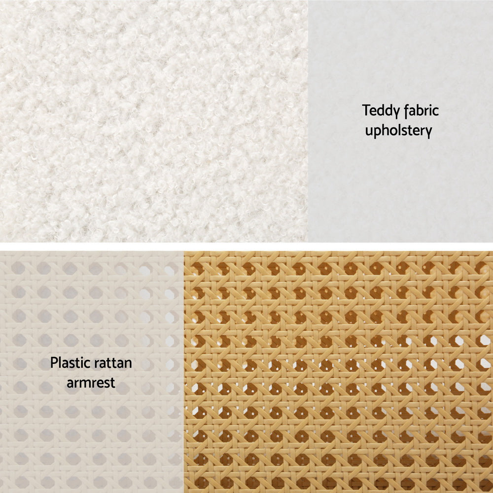 Artiss Armchair Rocking Chair Boucle Rattan White - TRENDZ