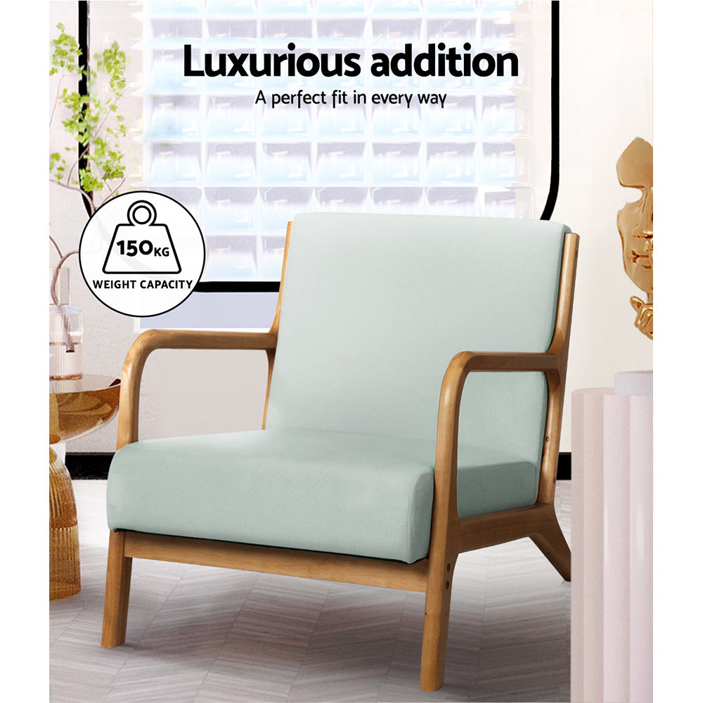 Artiss Armchair Fabric Grey Olive - TRENDZ