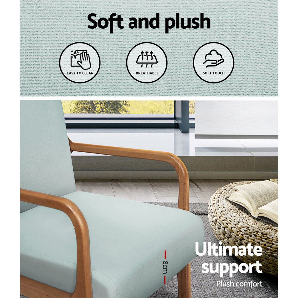 Artiss Armchair Fabric Grey Olive - TRENDZ