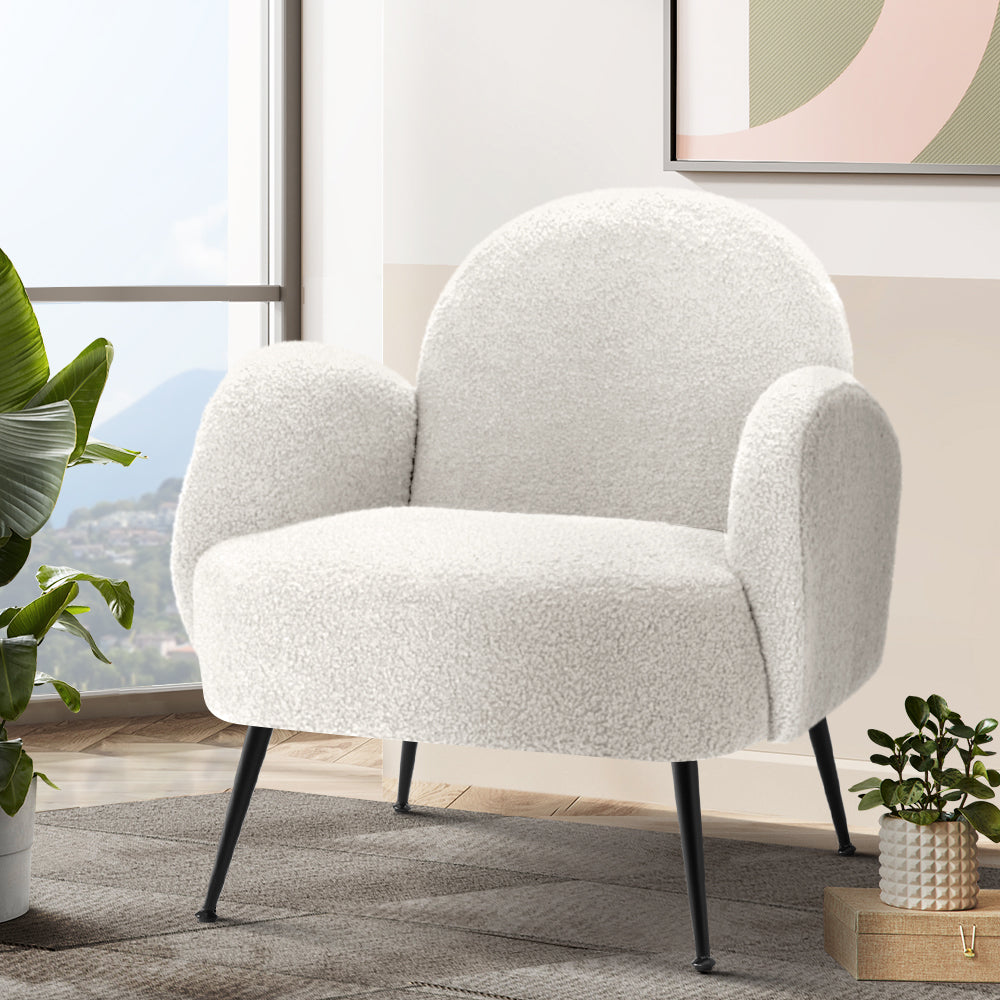 Artiss Armchair Boucle White Hanes - TRENDZ