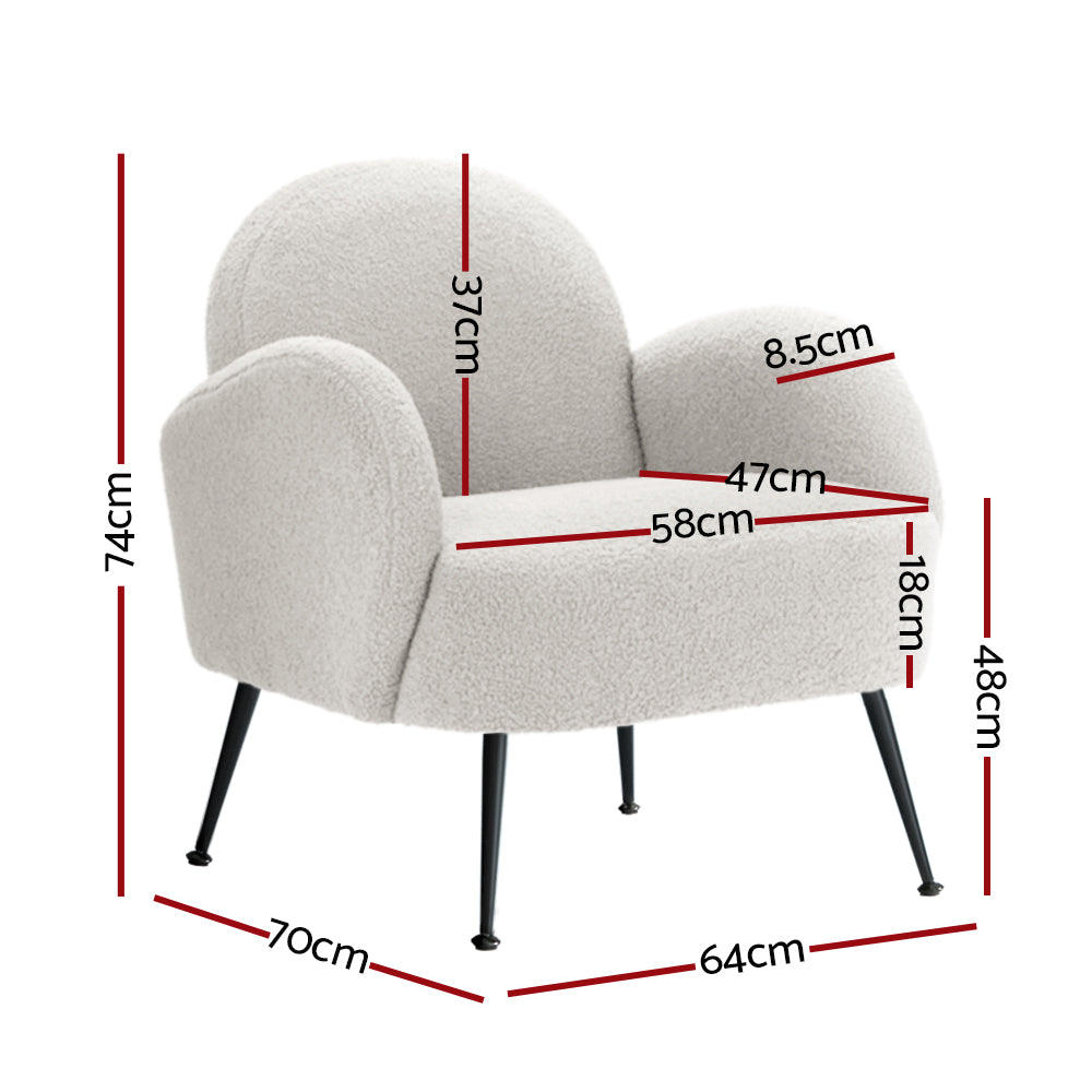 Artiss Armchair Boucle White Hanes - TRENDZ