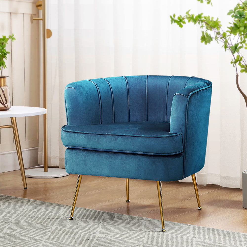 Artiss Armchair Velvet Blue Norvia - TRENDZ