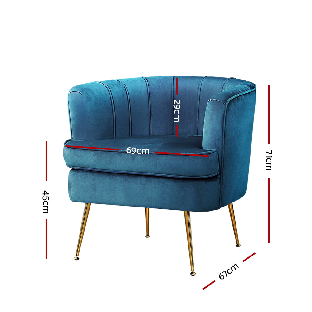 Artiss Armchair Velvet Blue Norvia - TRENDZ