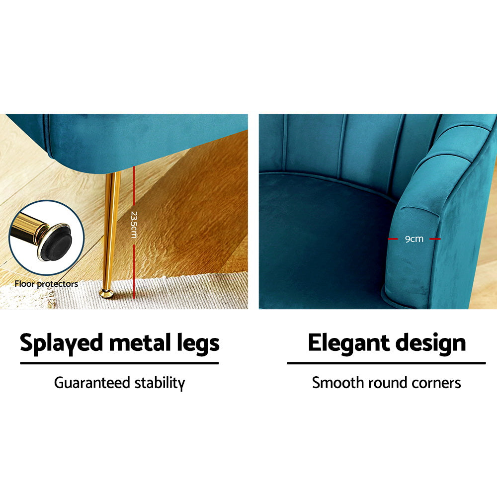 Artiss Armchair Velvet Blue Norvia - TRENDZ