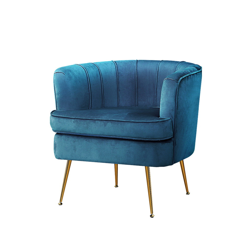 Artiss Armchair Velvet Blue Norvia - TRENDZ
