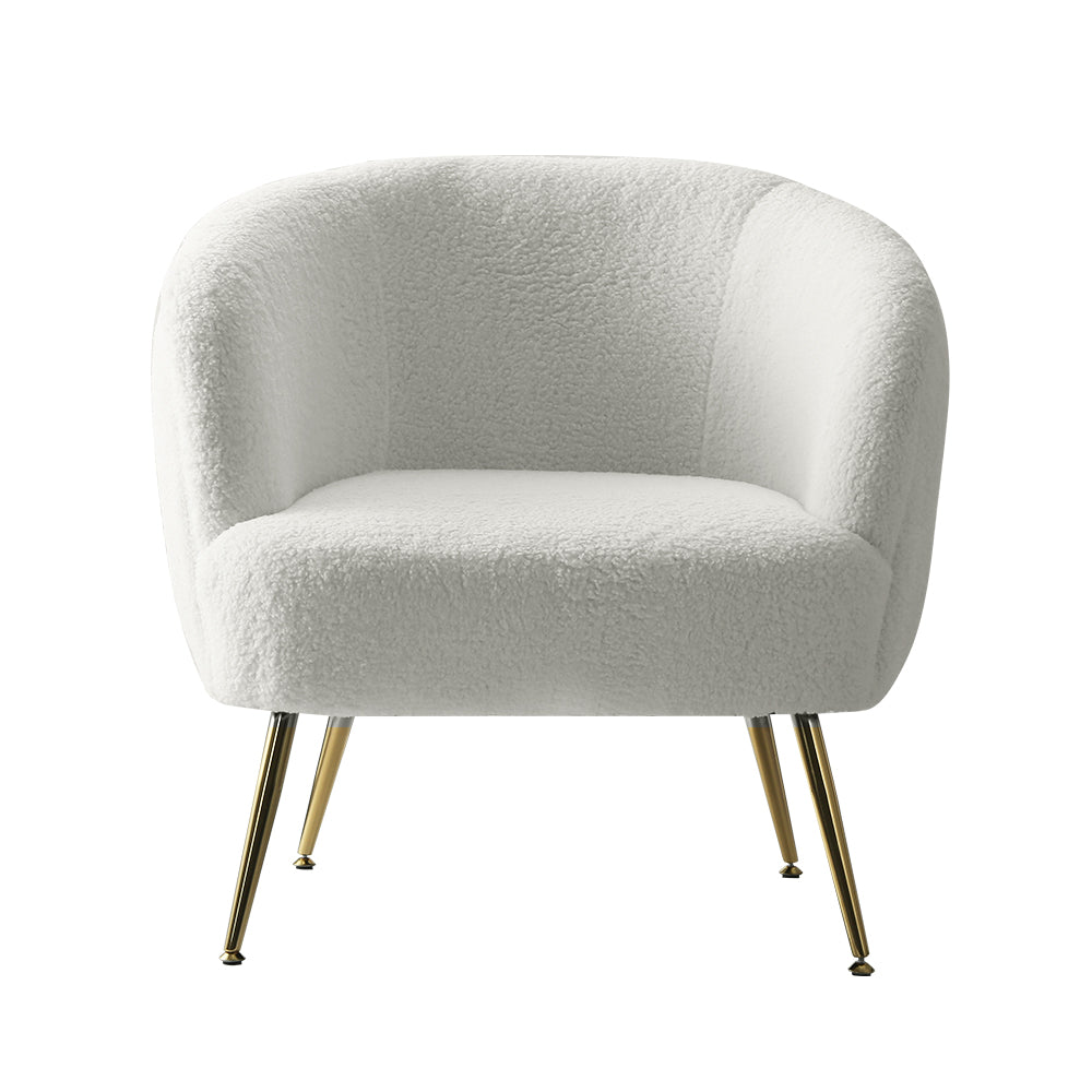 Artiss Armchair Lounge Chair Accent Chairs Armchairs Sherpa Boucle Sofa White - TRENDZ