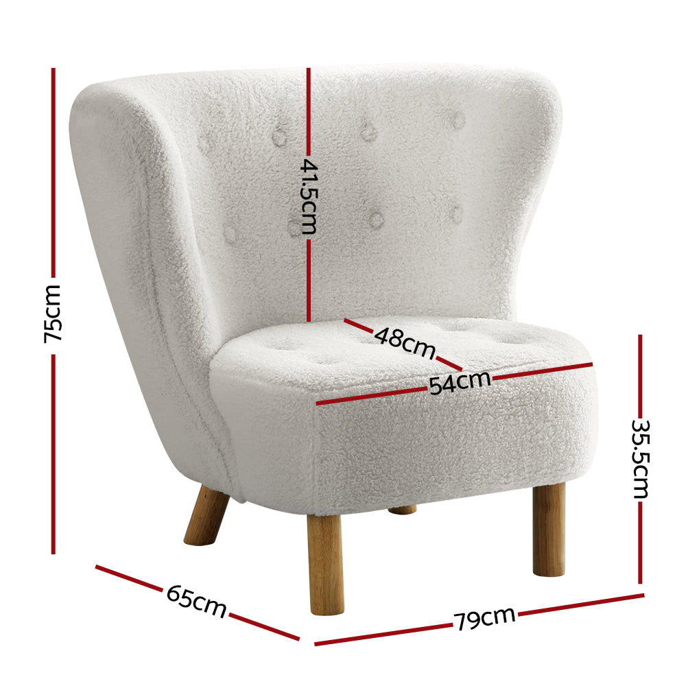 Artiss Armchair Lounge Accent Chair Armchairs Couch Chairs Sofa Bedroom White - TRENDZ