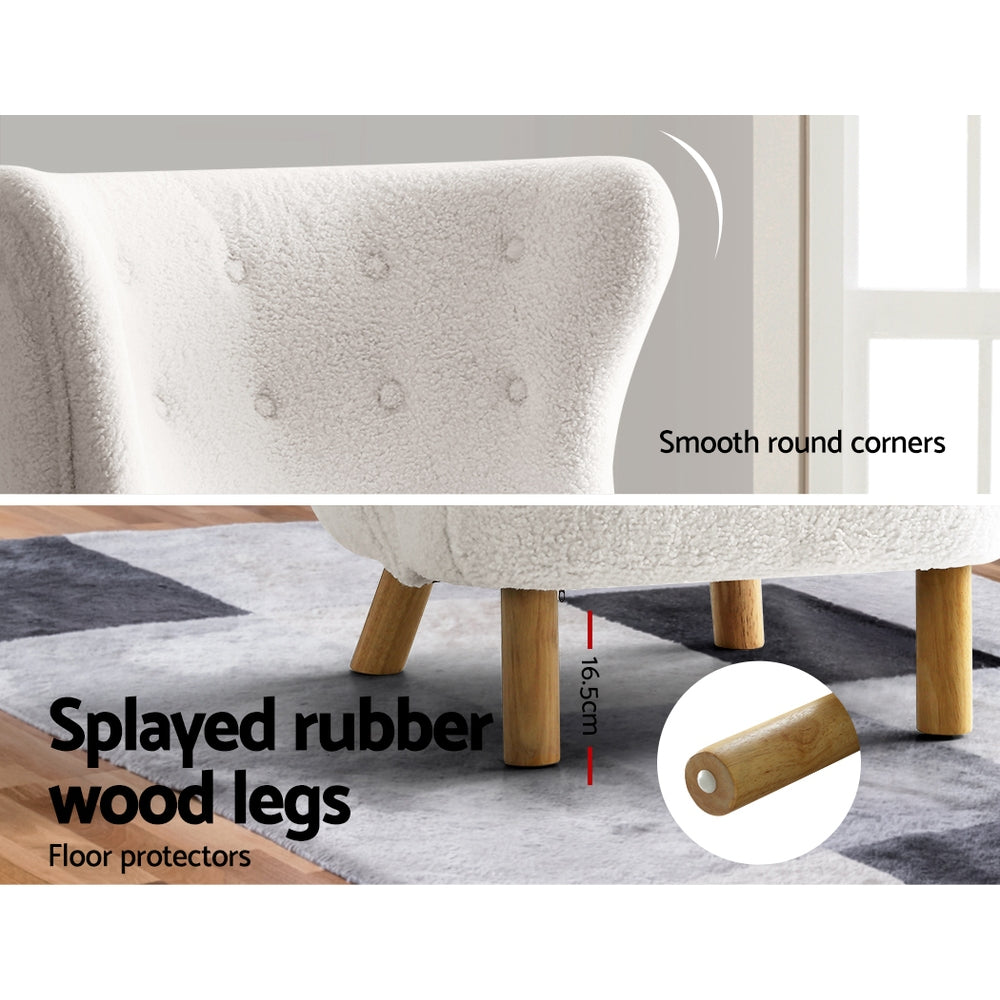 Artiss Armchair Lounge Accent Chair Armchairs Couch Chairs Sofa Bedroom White - TRENDZ