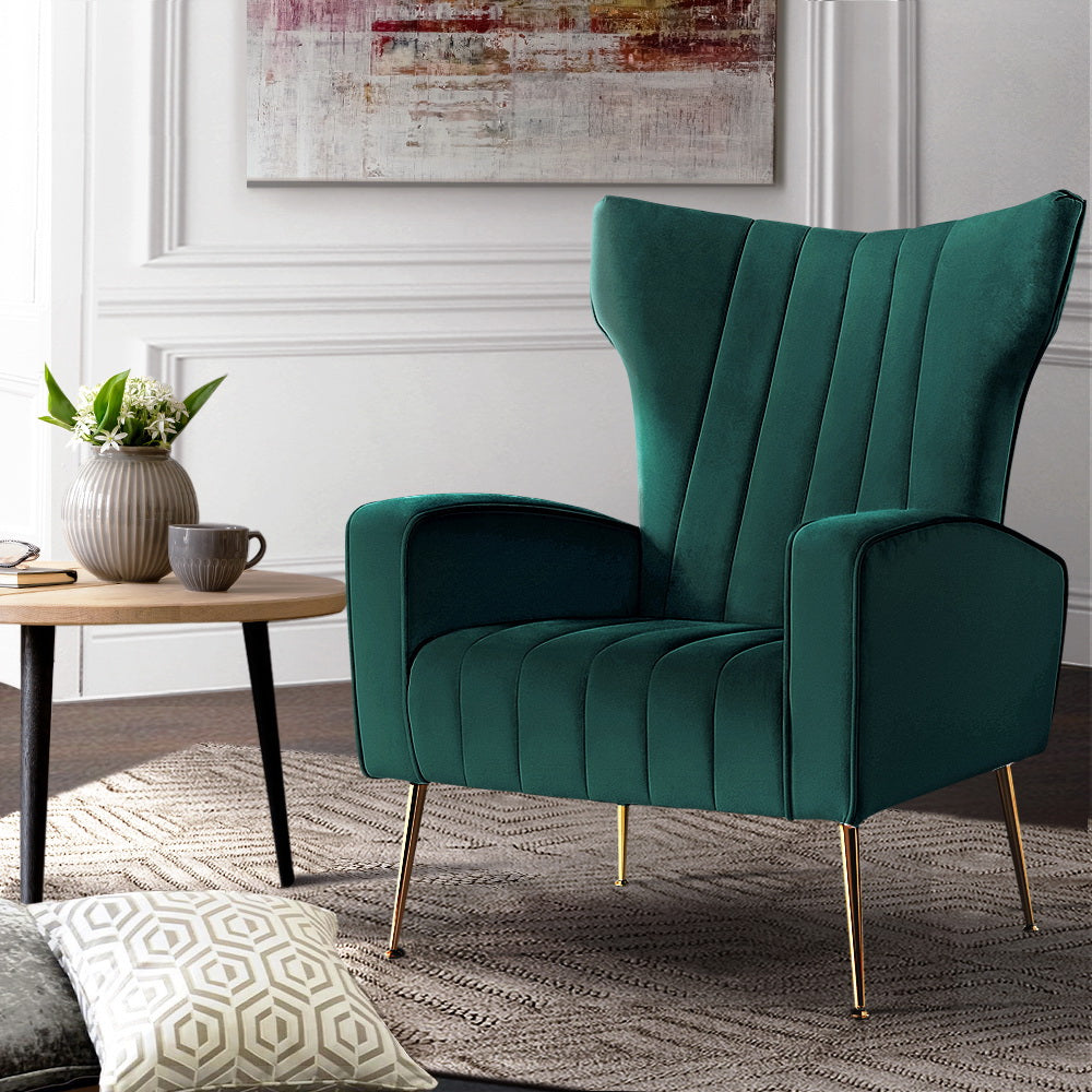 Artiss Armchair Green Velvet Kate - TRENDZ