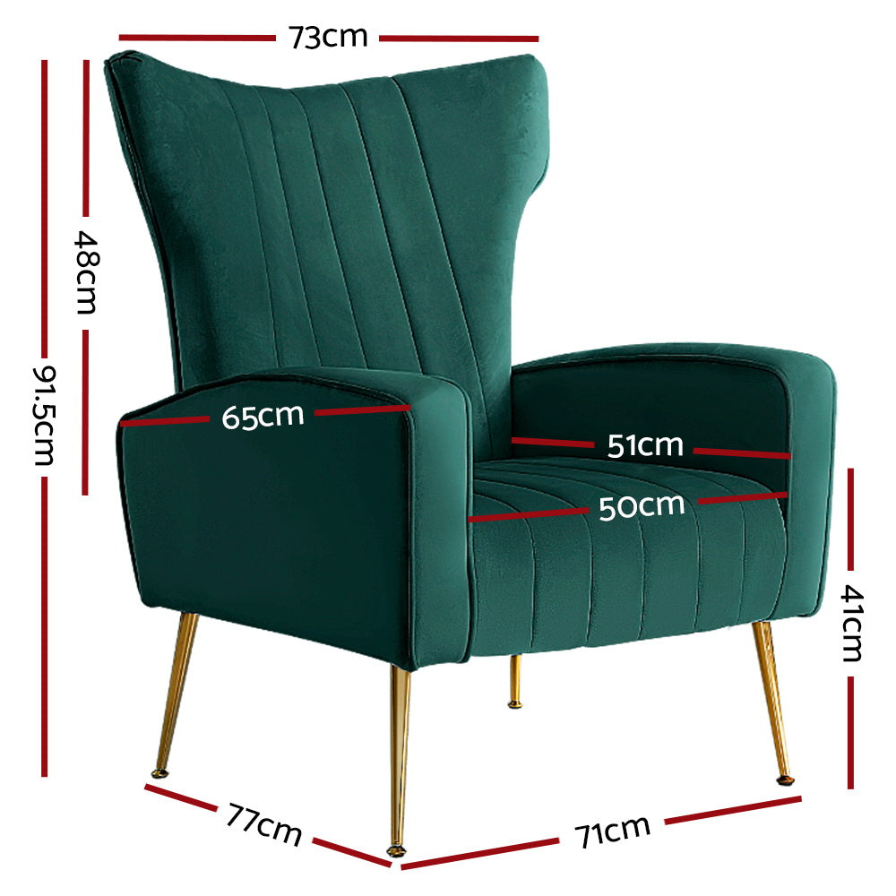 Artiss Armchair Green Velvet Kate - TRENDZ
