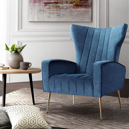 Artiss Armchair Navy Velvet Kate - TRENDZ
