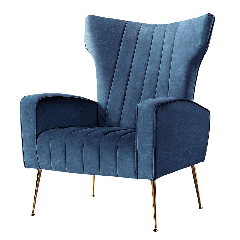 Artiss Armchair Navy Velvet Kate - TRENDZ
