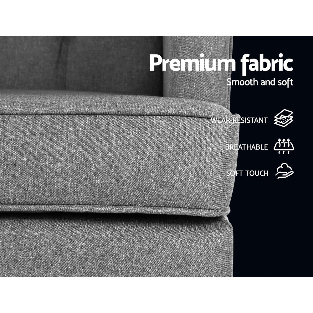 Artiss Rocking Chair Armchair Linen Fabric Grey Gaia - TRENDZ