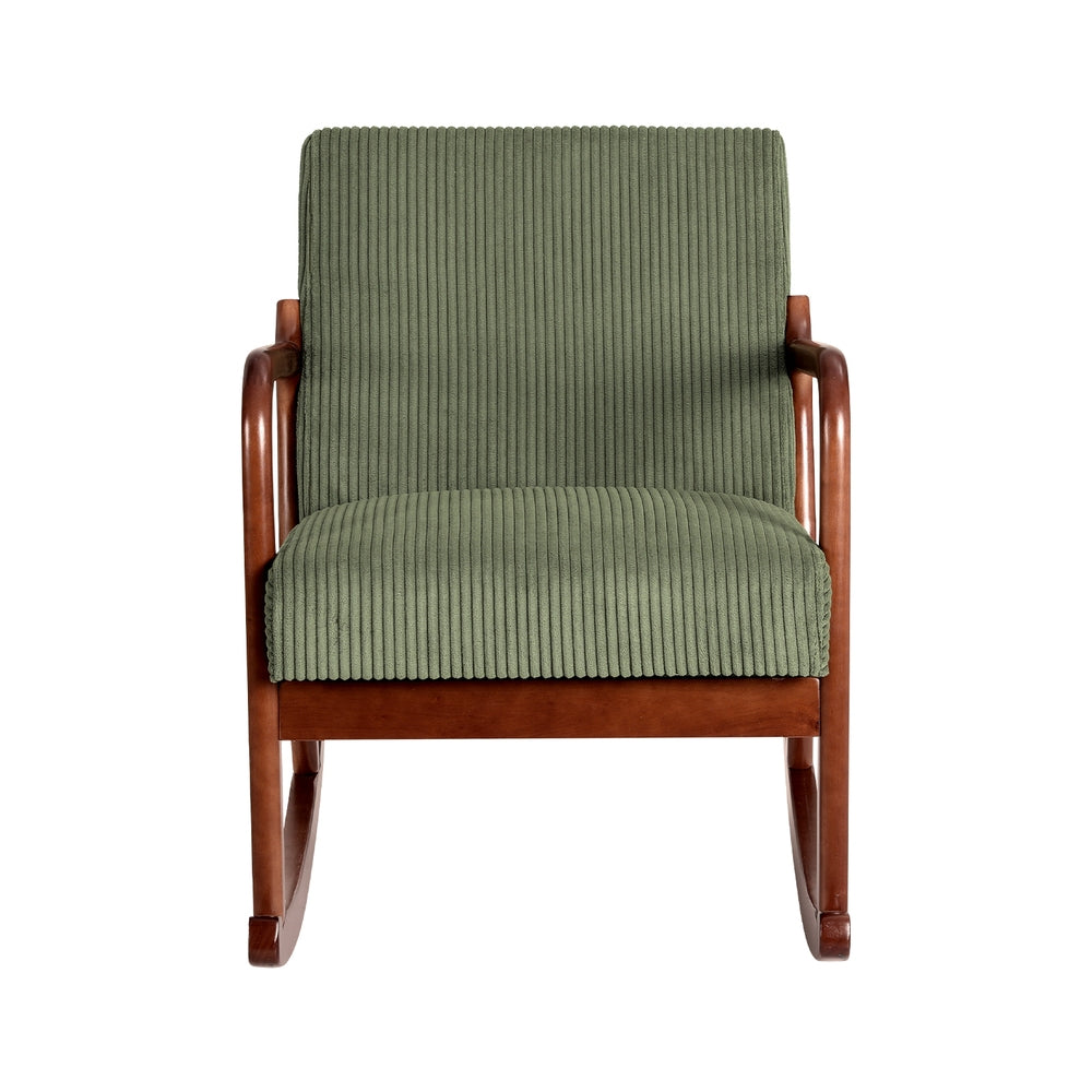 Artiss Rocking Armchair Nursing Chair Corduroy Green - TRENDZ