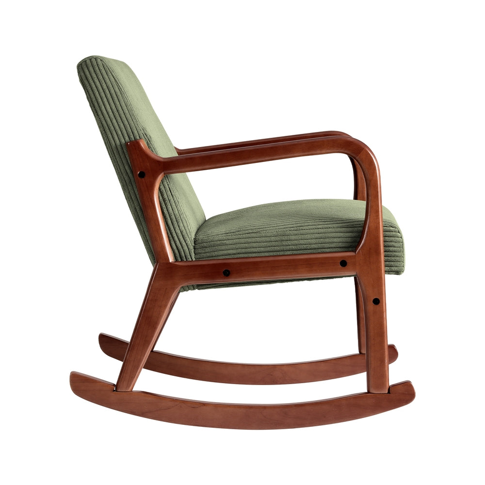 Artiss Rocking Armchair Nursing Chair Corduroy Green - TRENDZ