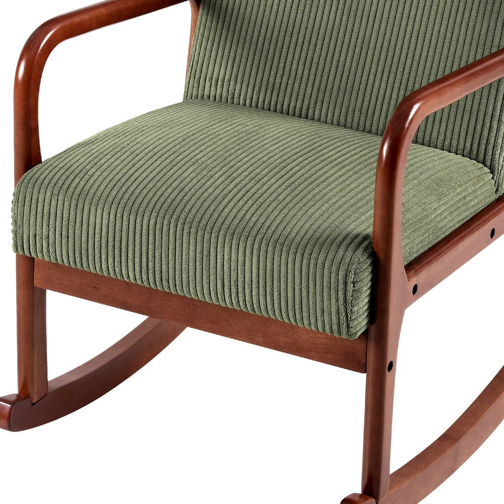 Artiss Rocking Armchair Nursing Chair Corduroy Green - TRENDZ