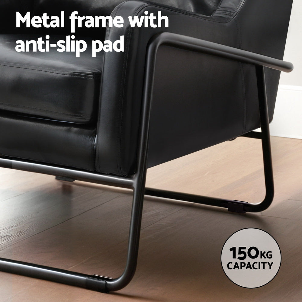 Artiss Armchair Accent Chair PU Leather Wingback Black - TRENDZ