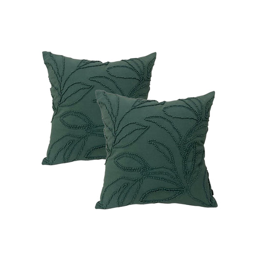 Riviera Teal Twin Pack Cotton Embroidered Cushion Polyester Filled by Cloud Linen - TRENDZ