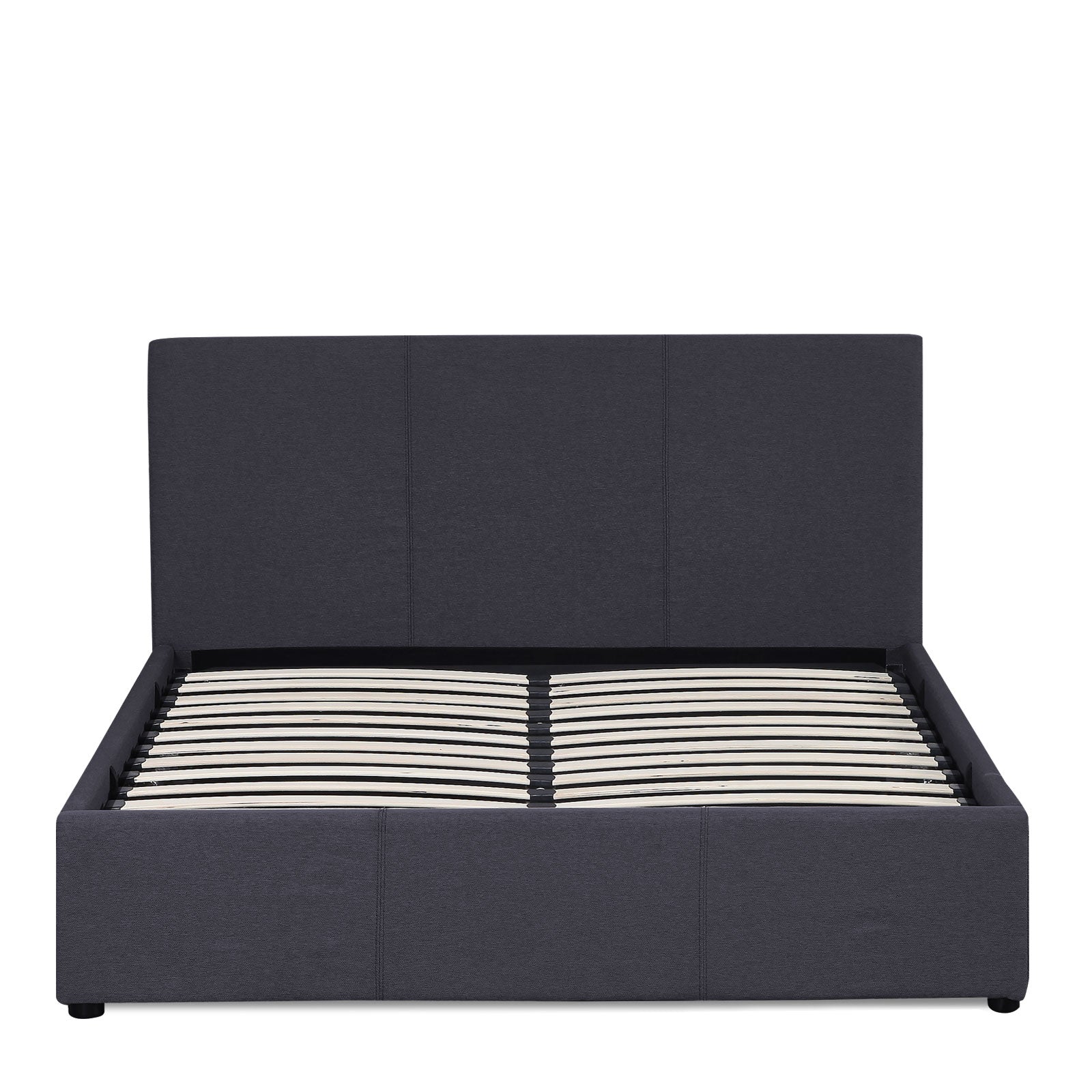 Milano Luxury Gas Lift Bed Frame Base And Headboard With Storage - King - Charcoal - TRENDZ