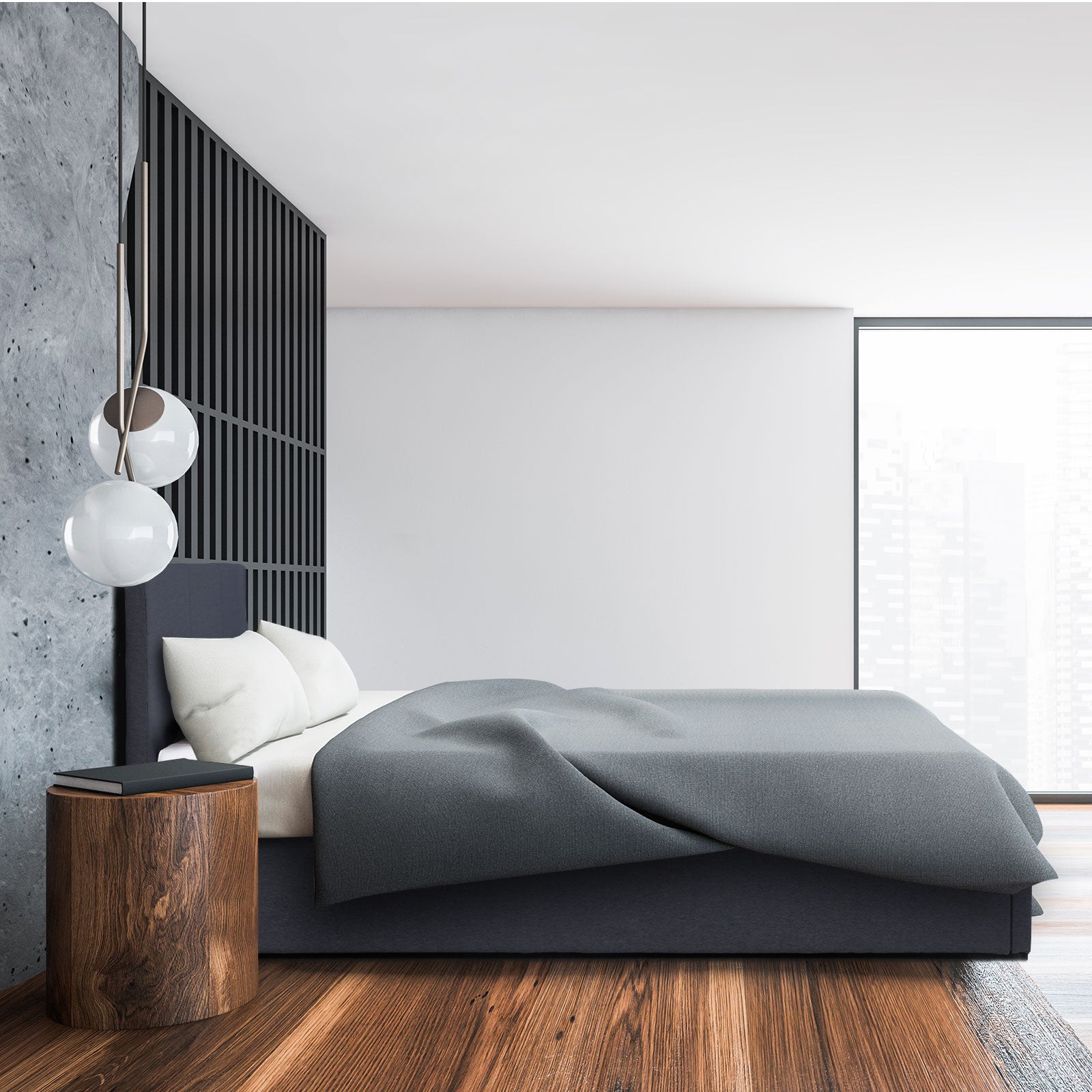 Milano Luxury Gas Lift Bed Frame Base And Headboard With Storage - King Single - Charcoal - TRENDZ