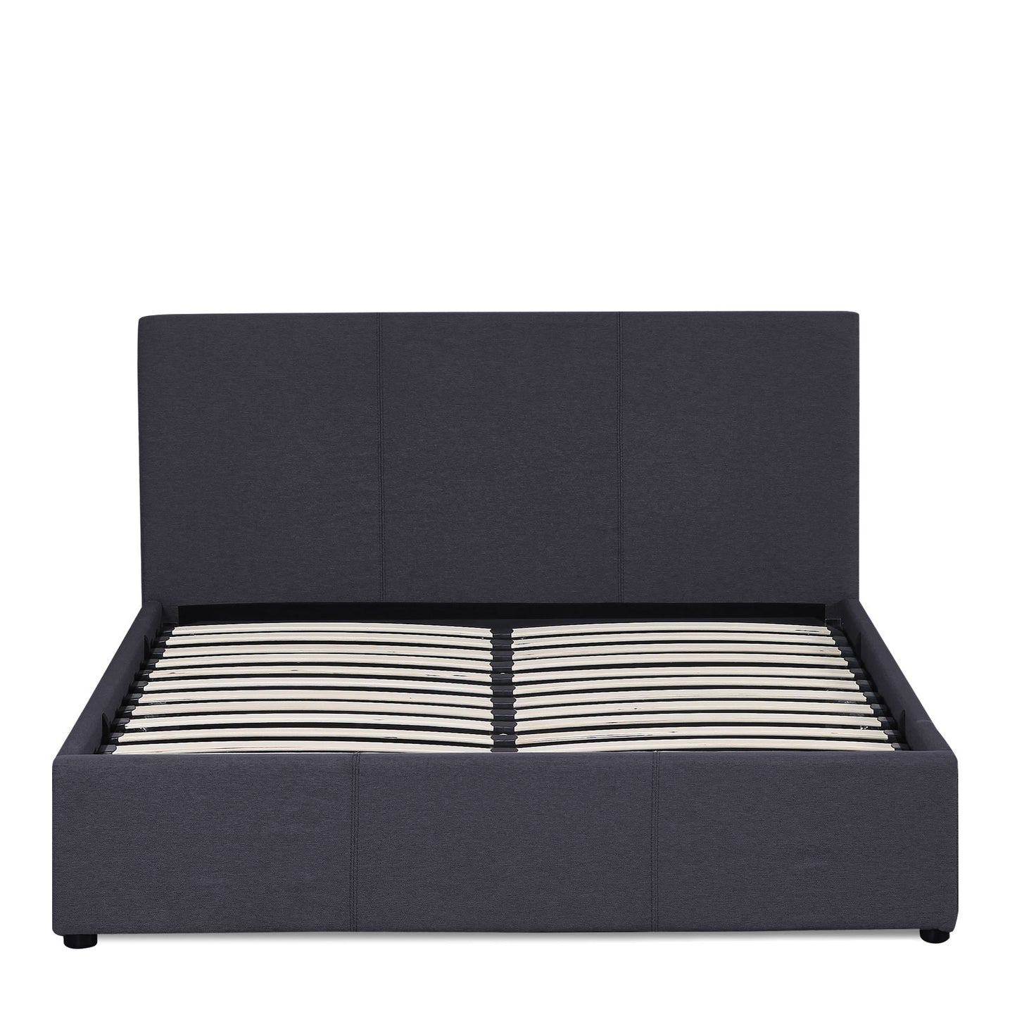 Milano Luxury Gas Lift Bed Frame Base And Headboard With Storage - King Single - Charcoal - TRENDZ