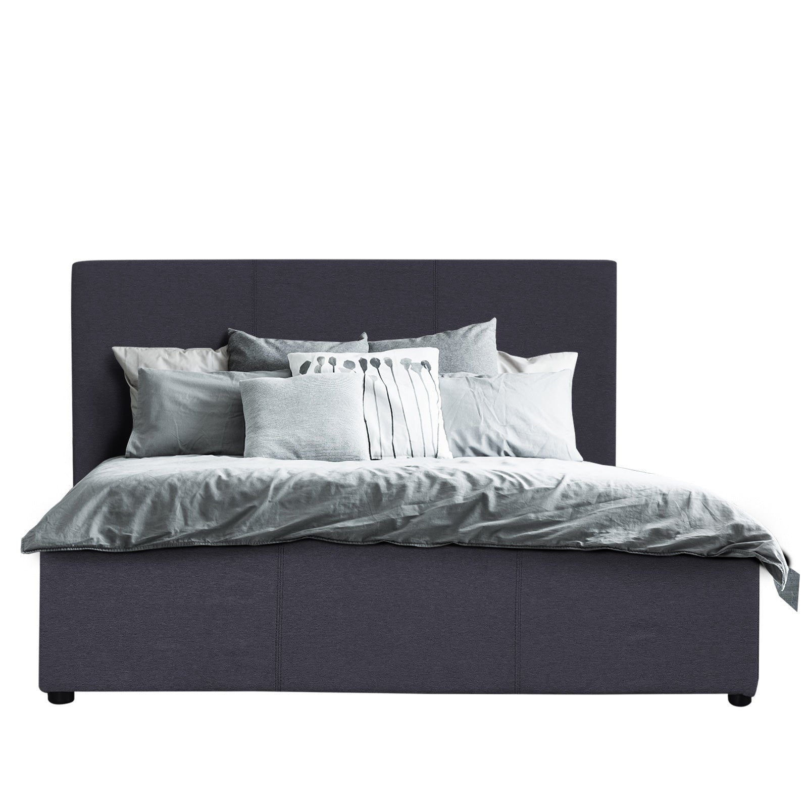 Milano Luxury Gas Lift Bed Frame Base And Headboard With Storage - King Single - Charcoal - TRENDZ