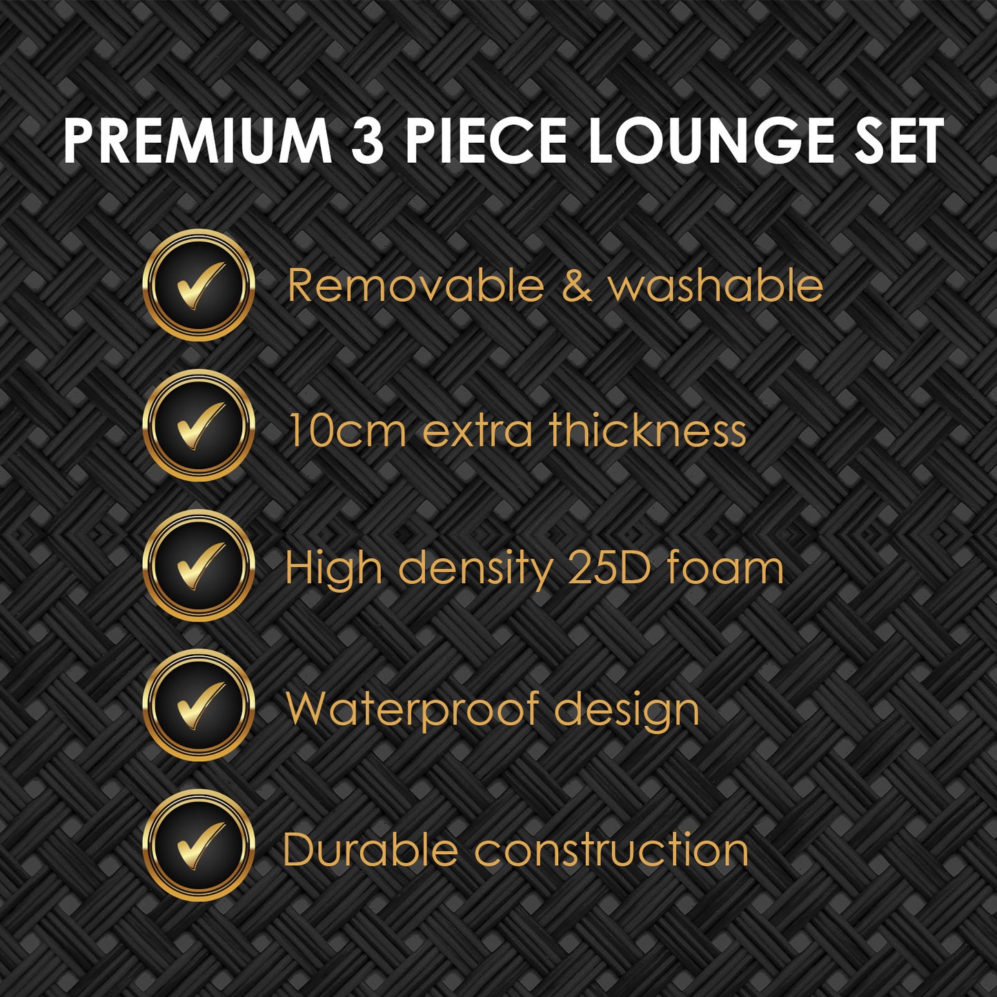 Arcadia Furniture Outdoor 3 Piece Sunlounge Set Rattan Garden Day Bed Lounger - Oatmeal and Grey - TRENDZ