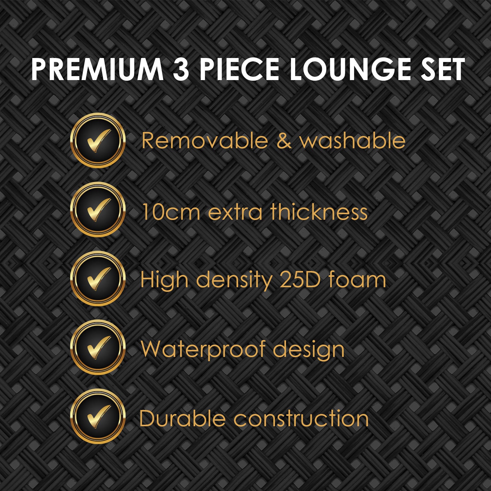 Arcadia Furniture Outdoor 3 Piece Sunlounge Set Rattan Garden Day Bed Lounger - Oatmeal and Grey - TRENDZ