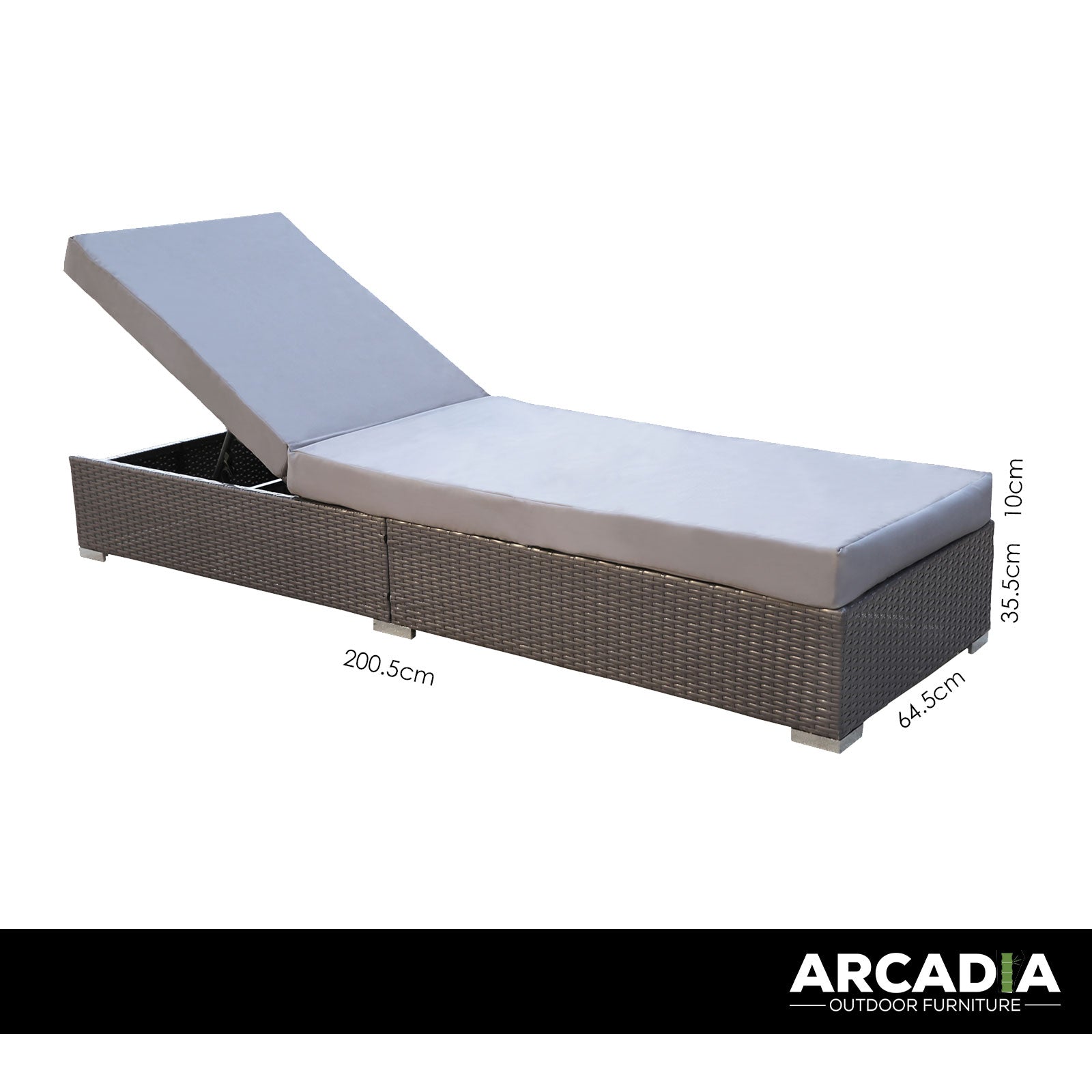 Arcadia Furniture Outdoor 3 Piece Sunlounge Set Rattan Garden Day Bed Lounger - Oatmeal and Grey - TRENDZ