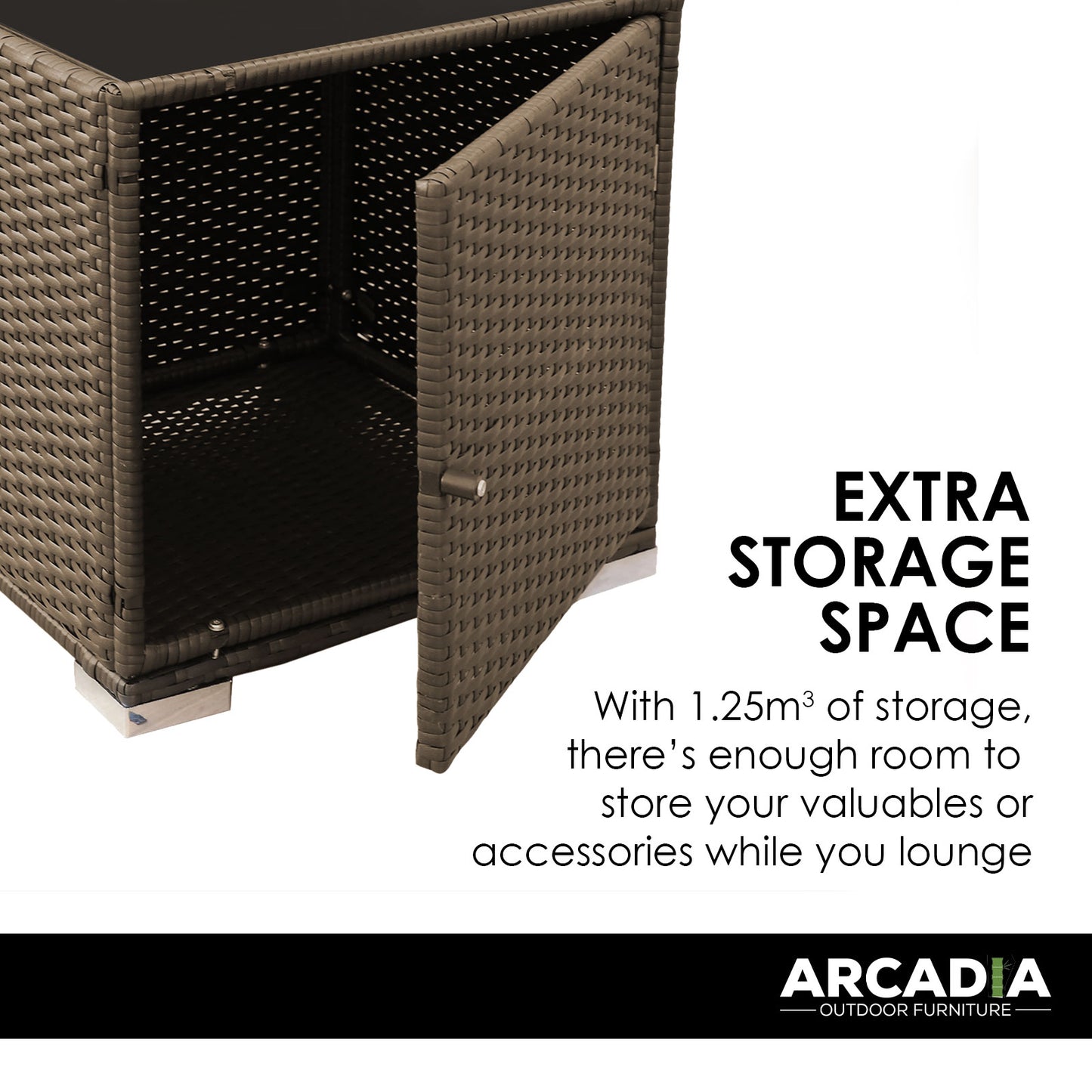 Arcadia Furniture Outdoor 3 Piece Sunlounge Set Rattan Garden Day Bed Lounger - Oatmeal and Grey - TRENDZ