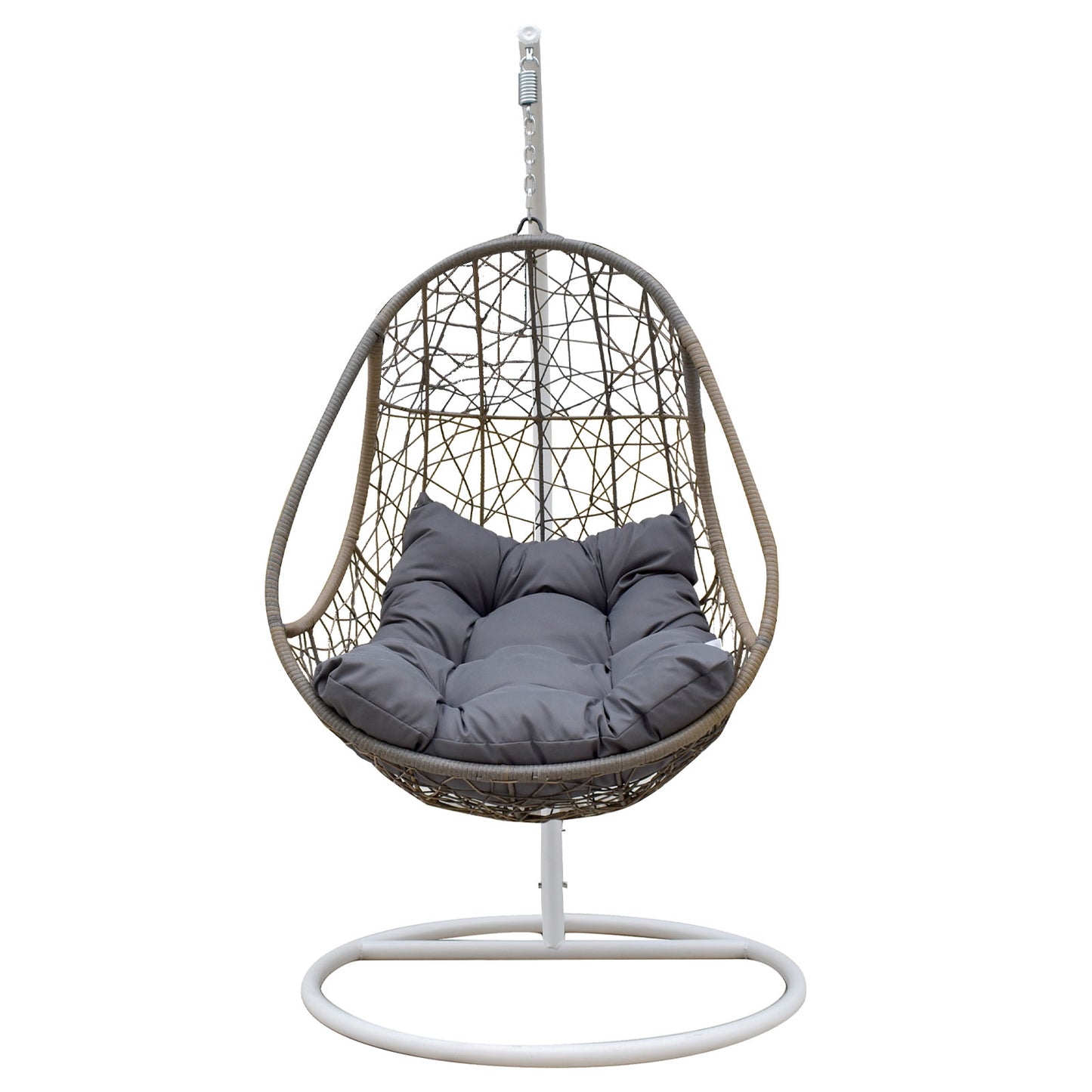 Arcadia Furniture Rocking Egg Chair Swing Lounge Hammock Pod Wicker Curved - Oatmeal and Grey - TRENDZ