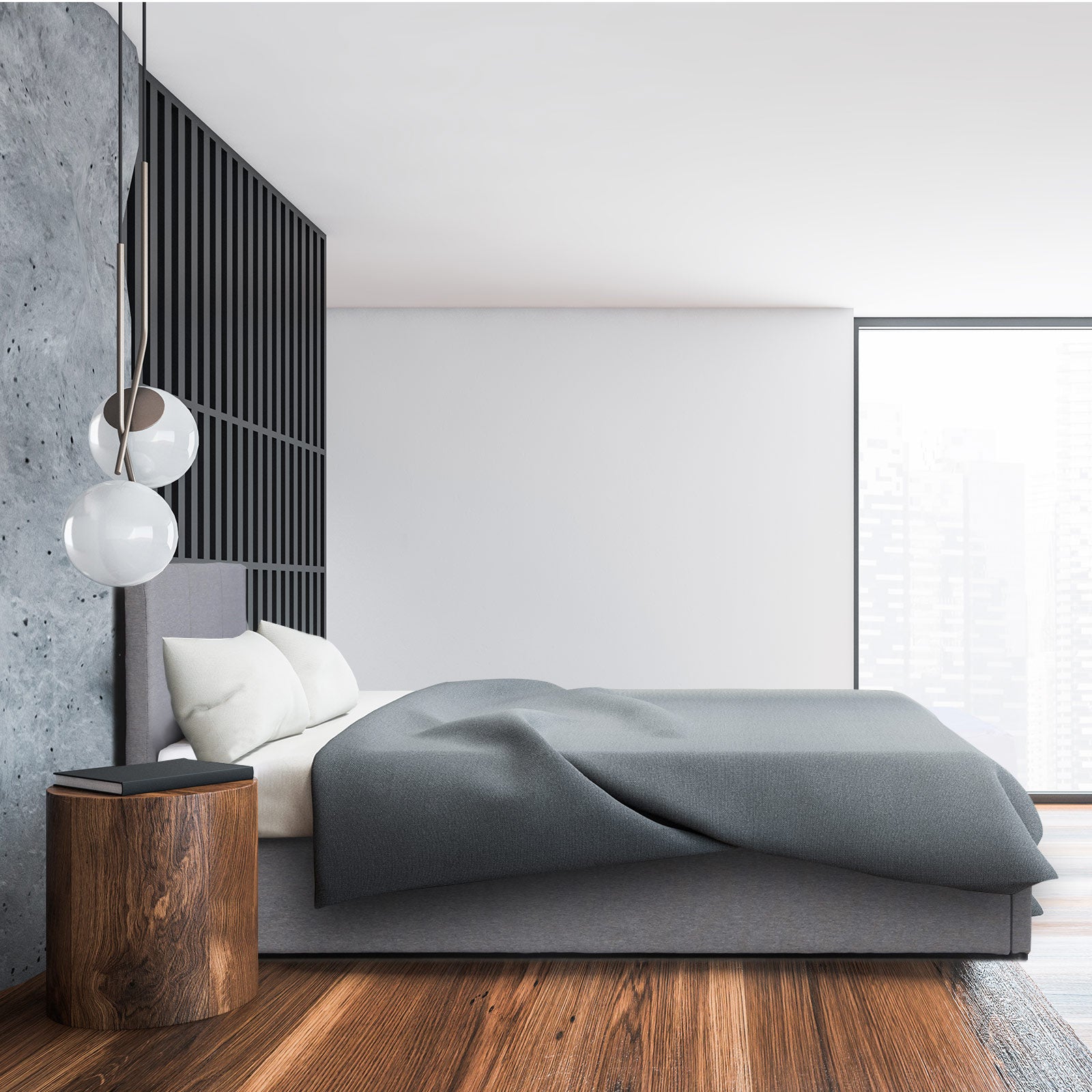 Milano Luxury Gas Lift Bed Frame Base And Headboard With Storage - King - Grey - TRENDZ